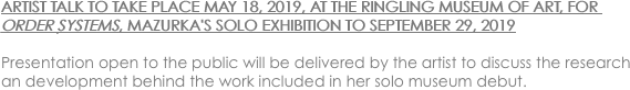 ARTIST TALK TO TAKE PLACE